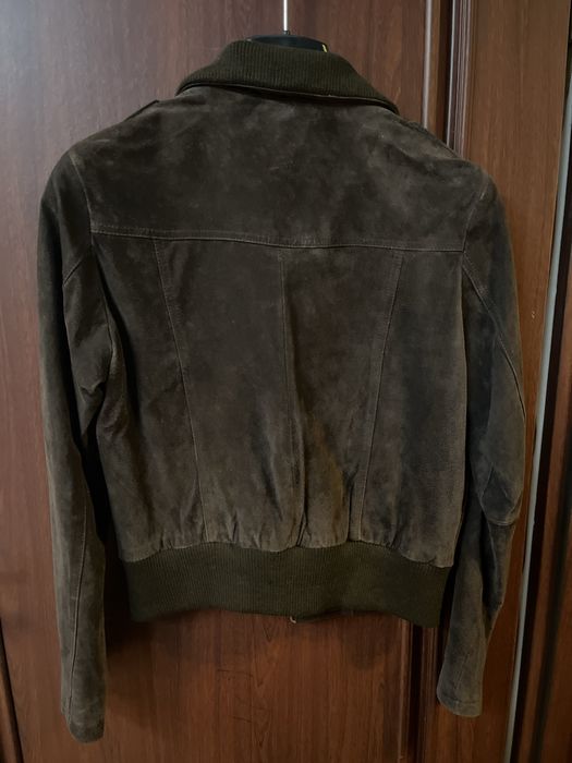 Geaca de piele intoarsa maro marimea S