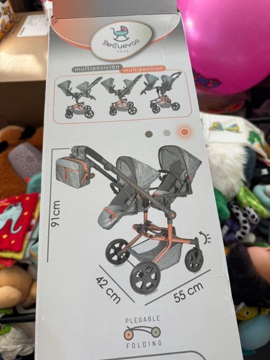 Голяма количка за кукли за близнаци