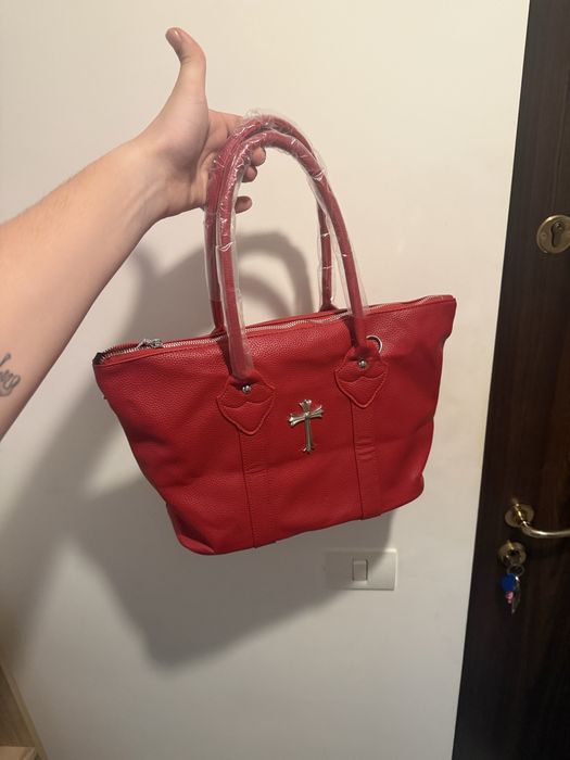 Geanta Chrome Hearts Red Leather Vintage Handbag