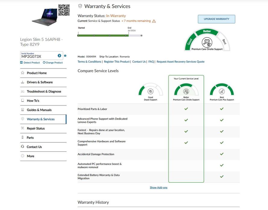 Laptop Lenovo Legion, 16", Ryzen 5 7640HS, 16GB RAM, RTX 4060,garantie