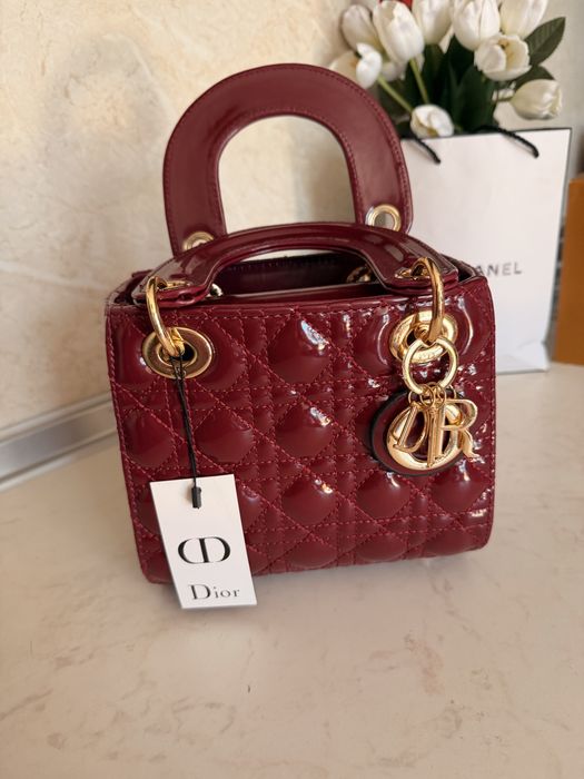 Дамска чанта Lady Dior mini cherry red