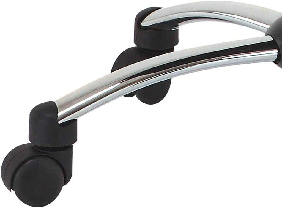 Офис стол Стол за бюро с газов механизъм, черна кожа и хромирана рамка