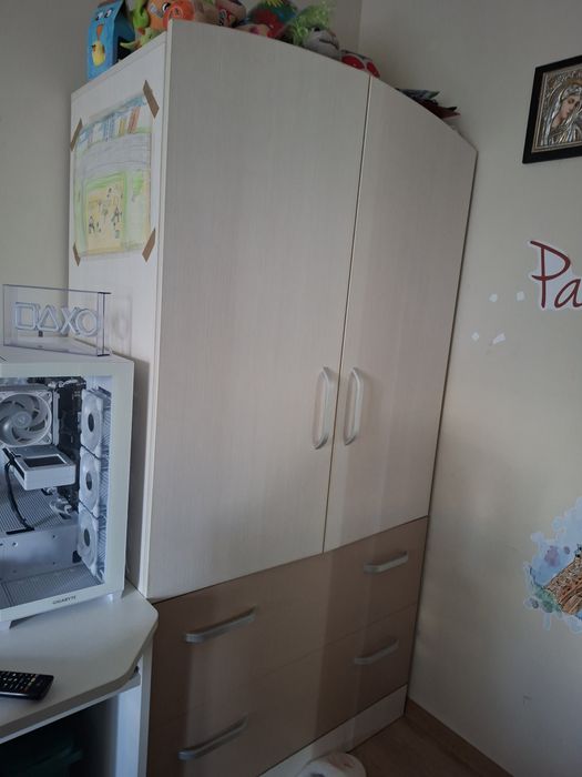 Set mobilier cameră copil – pat , dulap si comoda cu cant ABS