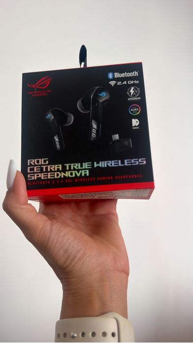 Casti gaming Asus Rog centra True WIRELESS SPEEDNOVA, Negru