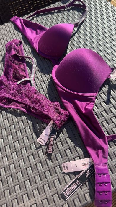 сутиен и прашки, комплект на Victoria's Secret, диамантени презрамки