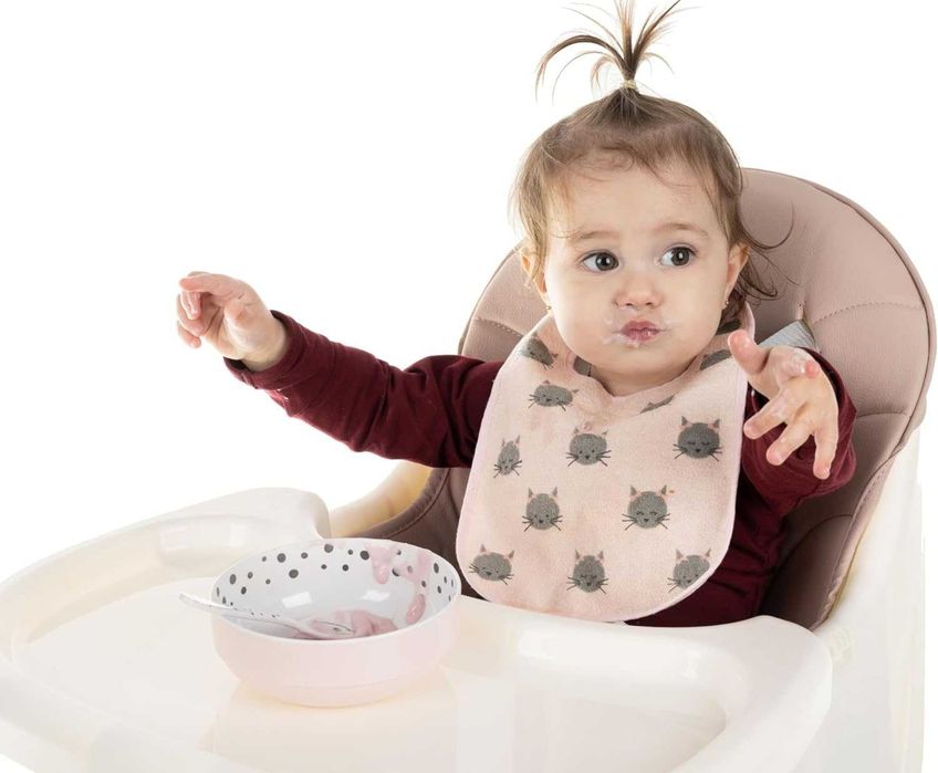 Столче за хранене, регулируема маса, 5-точкова каишка, розово