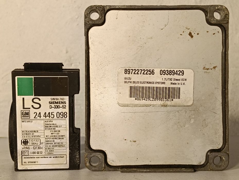 Компютър ECU комплект Opel 1.7 DTI + имобилайзер + чип ключ Isuzu Delphi