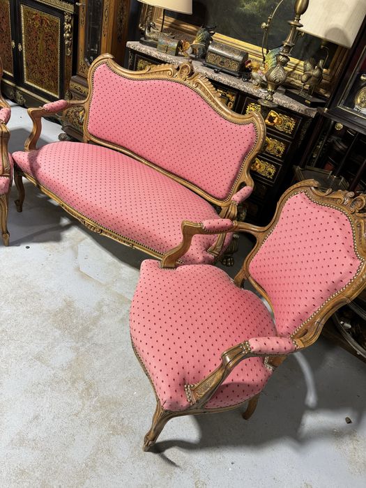 Canapea rococo cu doua fotolii