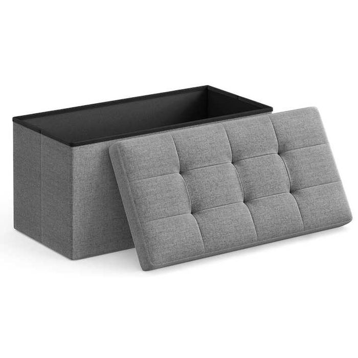 Taburet pliabil, Cu spatiu de depozitare, 76 x 38 x 38 cm, Aspect Elegant, Gri inchis