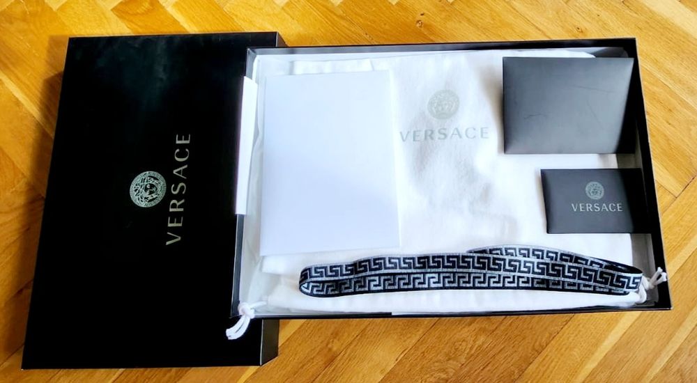 Нови Бели Кожени Маратонки Versace Logo La Greca