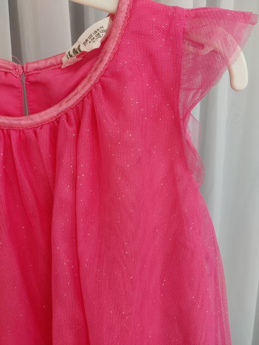 Rochiță H&M stare foarte bună 122 6-7 ani roz fluo