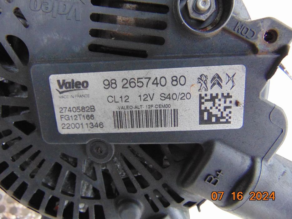 Alternator Citroen c3 1.2 Peugeot 208 Opel corsa f 2008 3008 hn05 hm05 crossland cod 9826574080