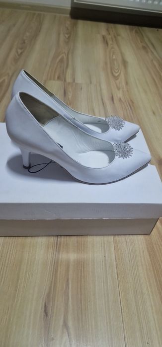 Pantofi de mireasa, albi, Ancolette, 38