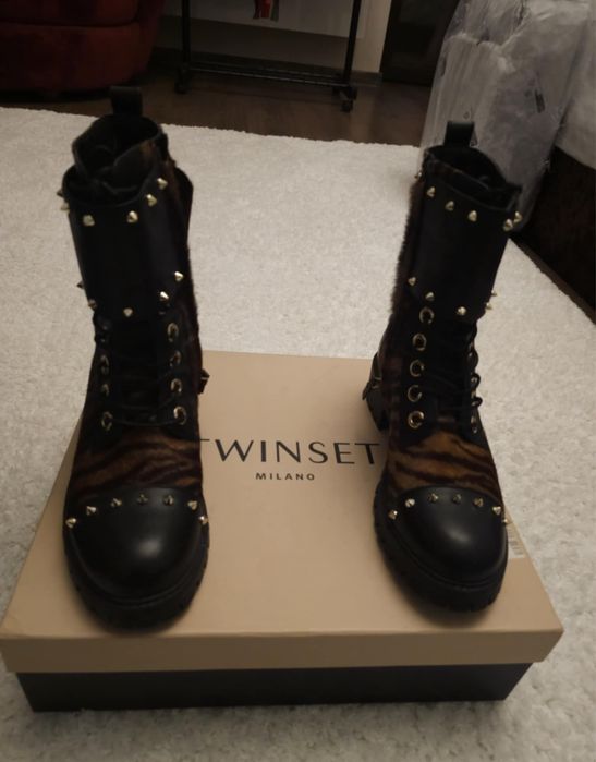 УНИКАЛНИ! Twinset боти/ботуши, 39 номер, 100% Естествена кожа и косъм