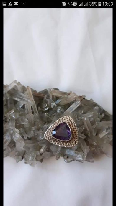Inel argint 925 cu ametist, impecabil, mărime 17,5mm
