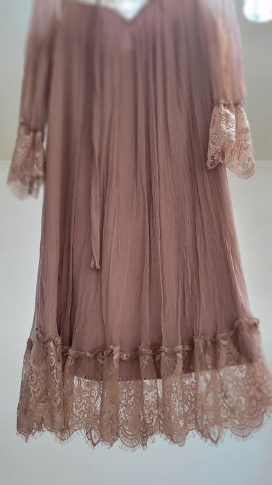 Rochie Ginette somon ,pudra,mărime 44