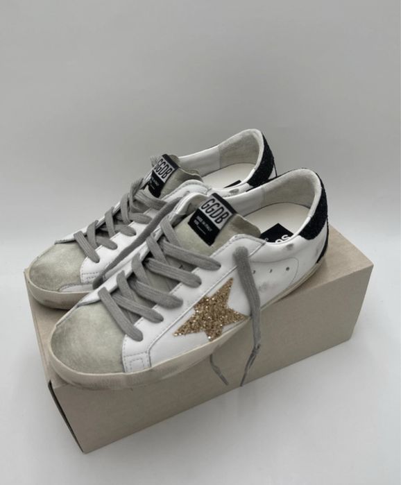 Golden Goose Superstar Gold Glitter & Black Tab