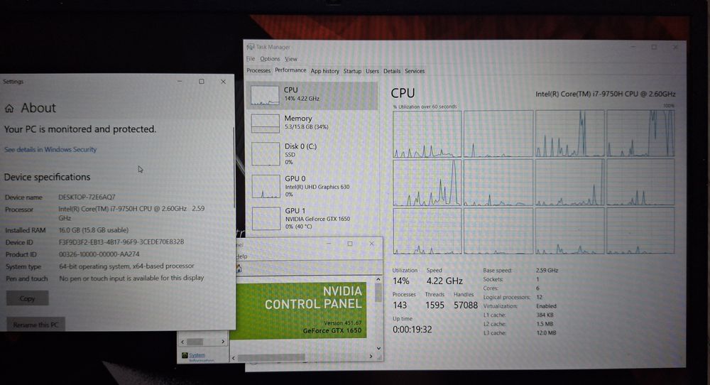 15.6'  IPS Acer Nitro Core i7-9750H/GTX 1650 4GB GDDR5/16GB/512GB