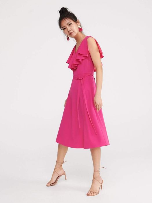 Rochie roz XS cu volanas, Reserved, noua