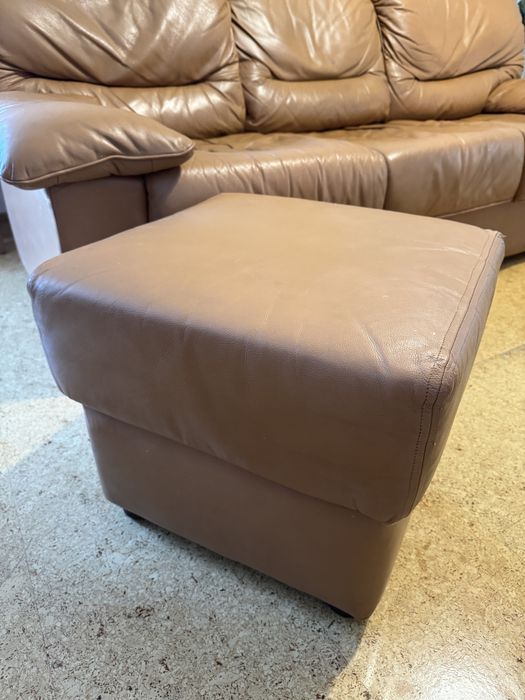 Италиански диван от естествена кожа (с табуретка) НАМАЛЕНА ЦЕНА!
