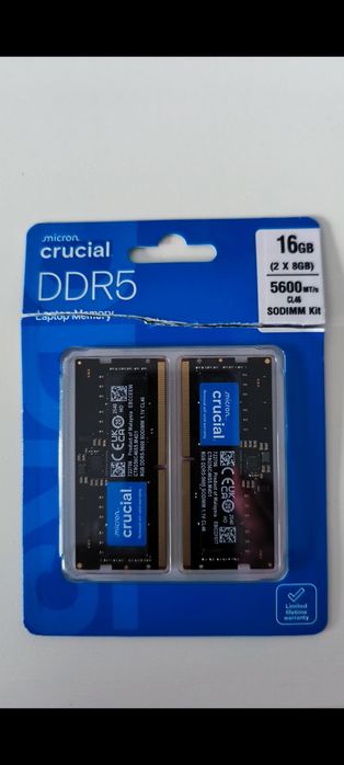 Memorie RAM laptop Crucial  DDR5, kit (2×8 GB)și single 16GB