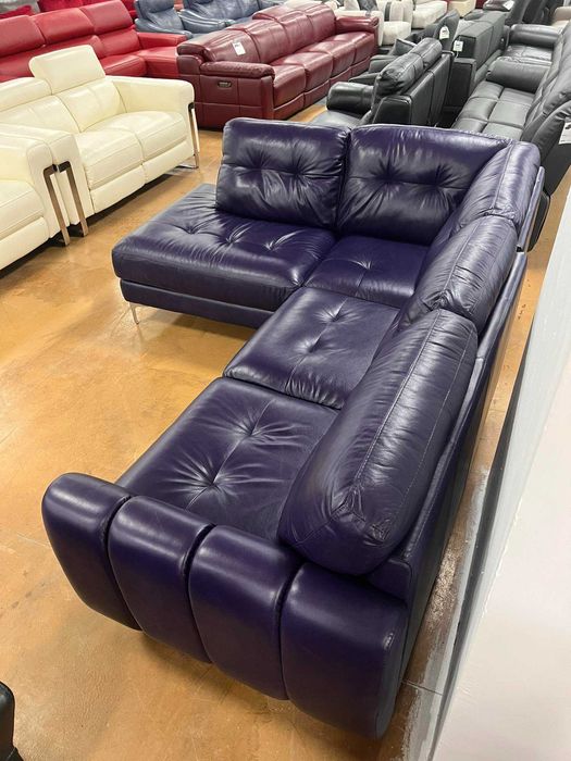 Лилав кожен ъглов диван