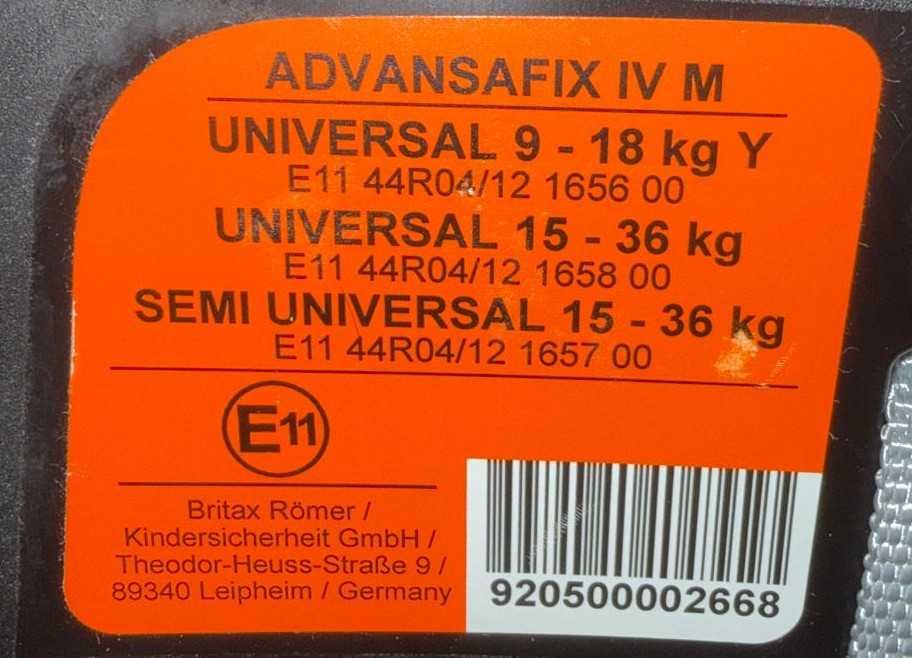 Scaun auto ISOFIX Britax Romer ADVANSAFIX IV M Fire Red, 9-36 kg, rosu