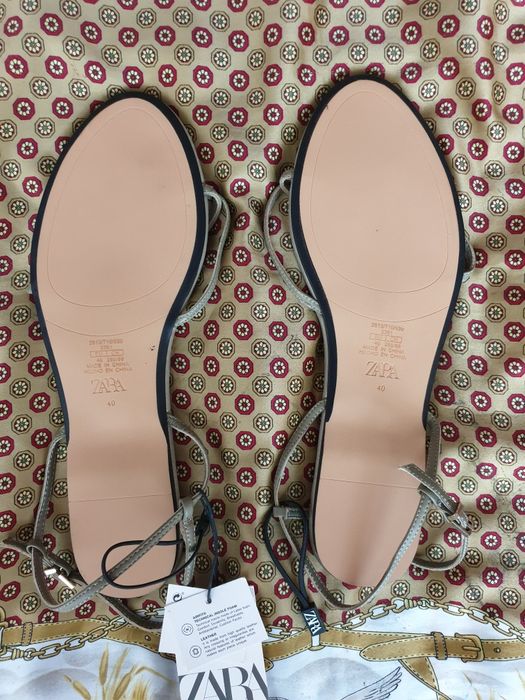 Sandale piele naturala olive kaki verzi Zara Massimo Dutti