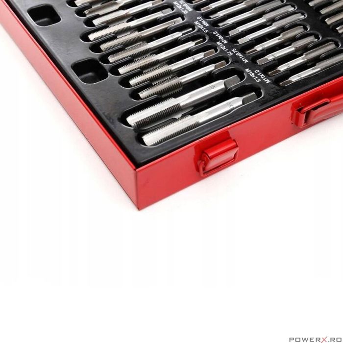 Trusa de filiere si tarozi, 110 piese, otel, Kraft