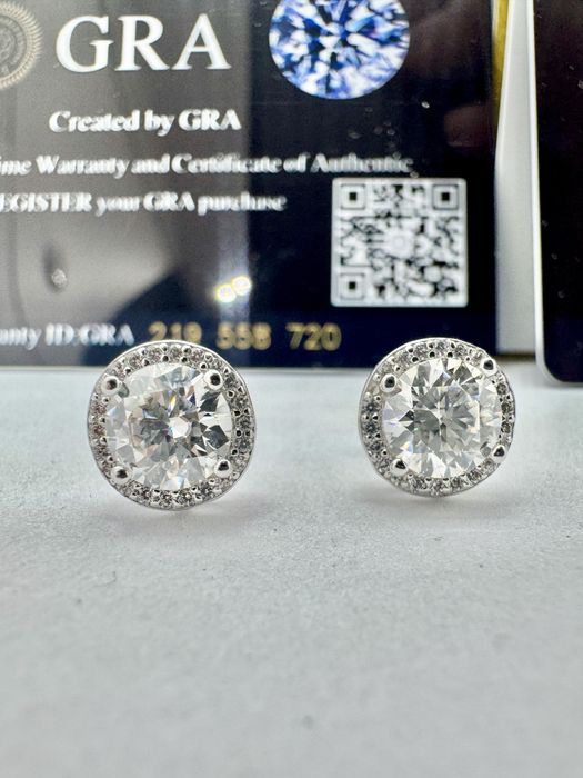 Сребърни обеци с мойсанит (Диамант) 1 карат