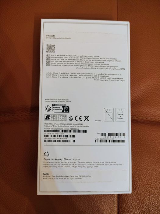 Vand iPhone 17 - 256 GB - 100% Bat - 80 cicluri