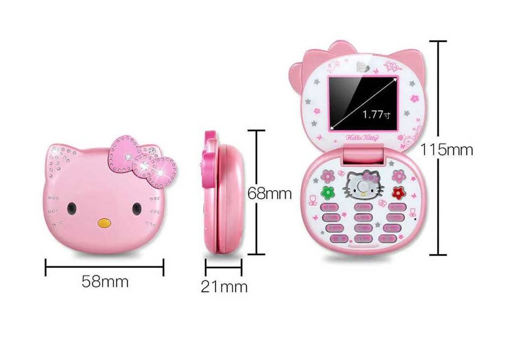 Hello Kitty Розов Телефон за Момиче, Камера, Подарък, с локация, детски телефон с капаче, за дете, Хелоу Кити
