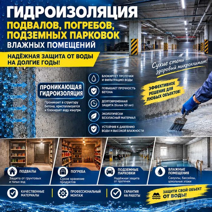 Гидроизоляция любой сложности под ключ — все виды работ