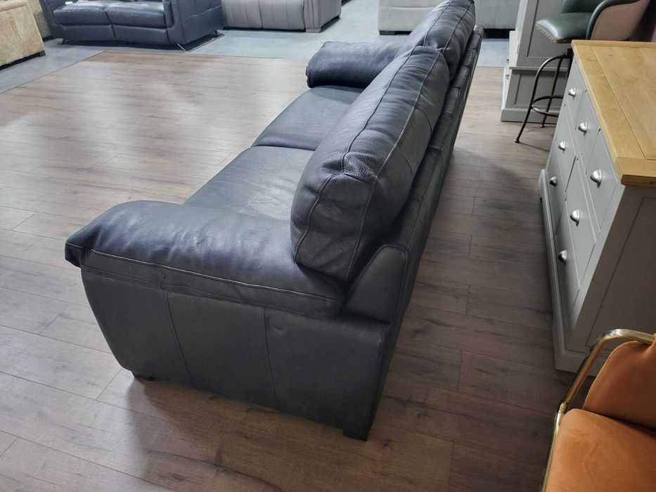 Черно-сив кожен диван тройка "Santino" - телешки бокс