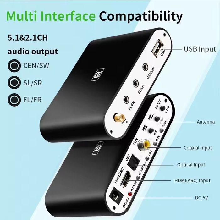 Receptor/convertor audio bluetooth DAC 5.1