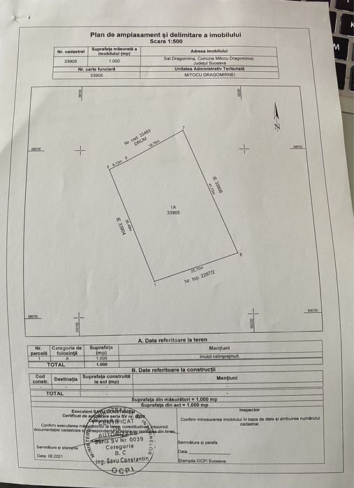 Vand teren 10 ari pentru casa Manastirea Dragomirna 8km de SUCEAVA
