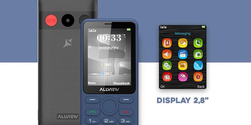 Telefon mobil Allview M30 Luna NOU SIGILAT Dual SIM USB-C microSD Bluetooth mp3 player camera 1.3MP ecran mare 2.8 inch