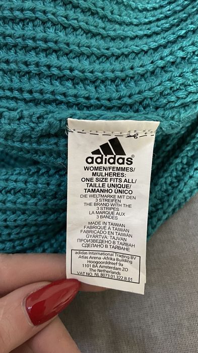 Шапка и ръкавици  Адидас тюркоаз