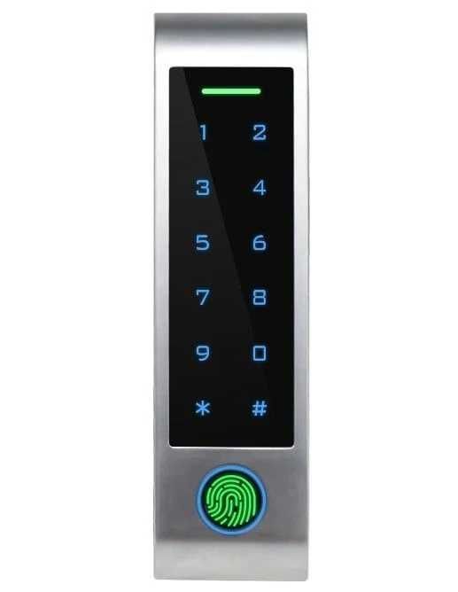 Control acces standalone, carduri EM si Mifare, cu amprenta, taste touch, Wi-Fi, Alarma