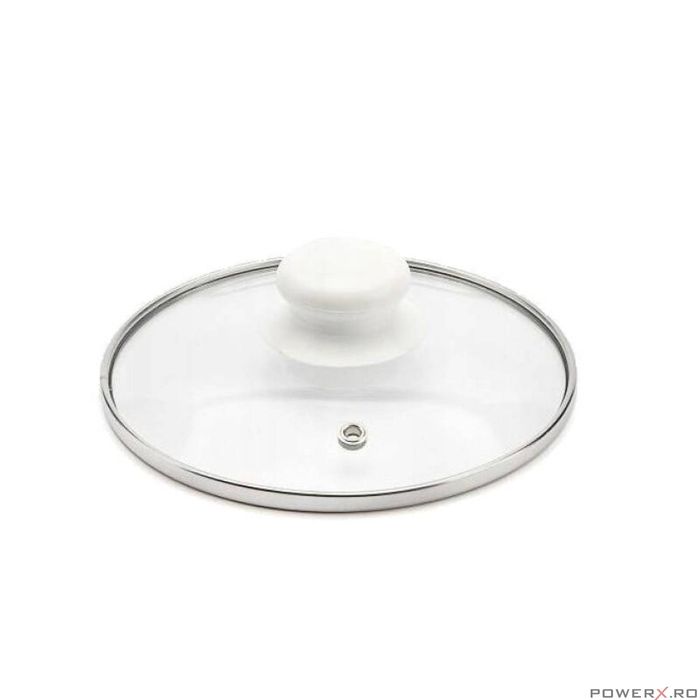 Oala Staffio, cu capac din sticla, otel carbon, emailata, gri,