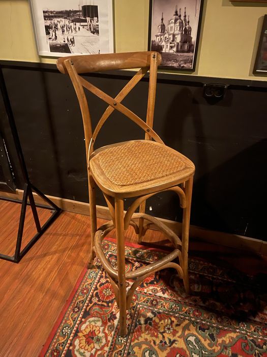 Барный стул высокий ротанг