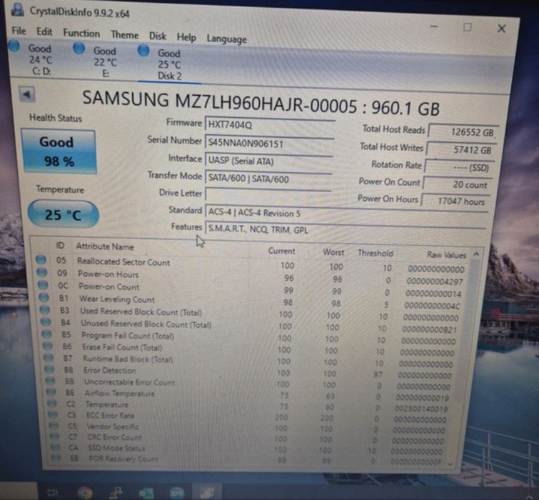 Ssd Samsung PM893 Enterprise 960GB