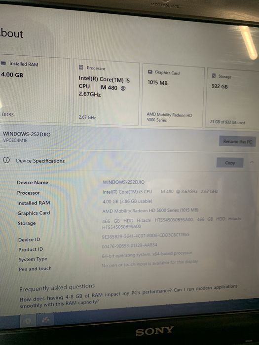 Windows 10 Sony VAIO VPCEC4M1E (PCG-91111M)