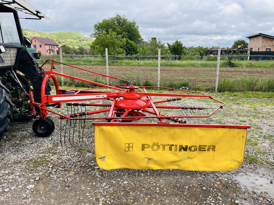 Grebla de adunat tip paiajne, paiangen, fan iarba lucerna paie Pottinger 8 brate 2.70 m latime cu role