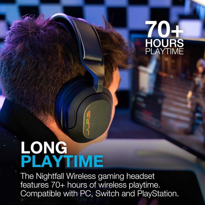JLab Nightfall Безжични слушалки за игри с микрофон, 50 мм драйвер