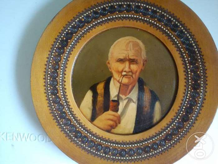 Farfurii decorative pictate pe lemn in ulei