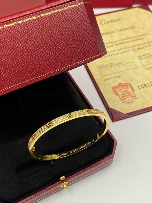 Brățară Cartier LOVE 19 Gold 585 model slim full diamond