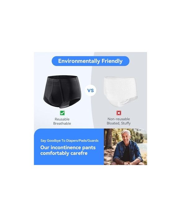 Chiloti barbati pentru incontinenta, lavabili, XL, negru, Carer