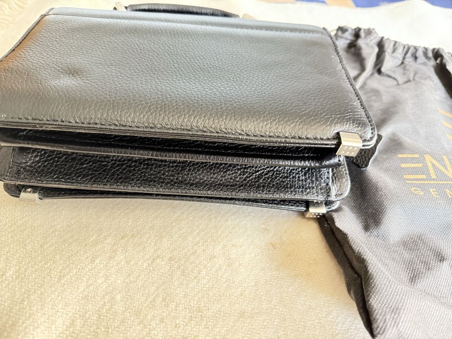 Enzo Nori  НОВА Черна  Мъжка Чанта  от естествена йожа