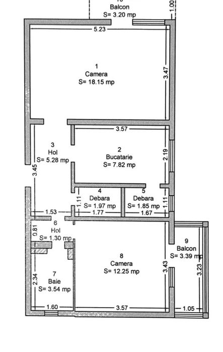 Apartament doua camere decomandat | 52 mp | 2 balcoane | Bucovina - langa parc | centrala + 2 AC